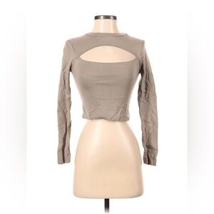 Zara Tan Long Sleeve Crop Top